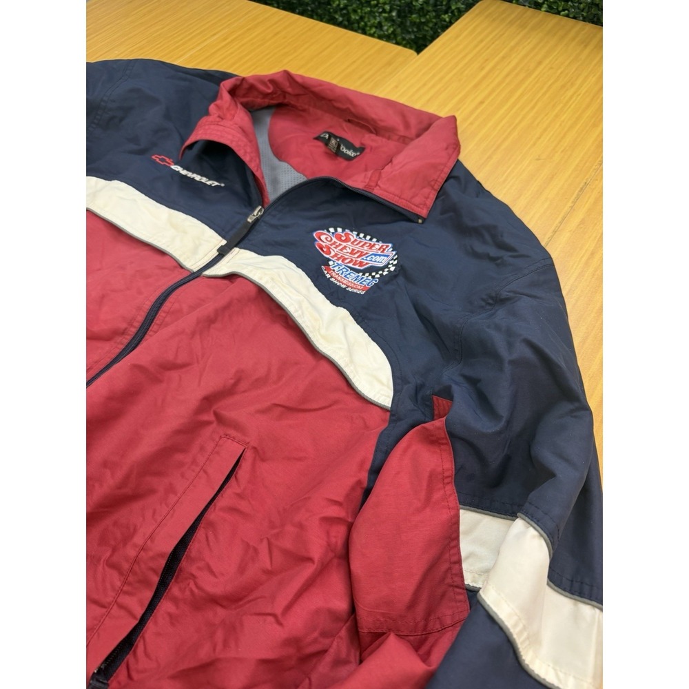 Vintage Chevrolet Jacket Mens XL Super Chevy Car Show Series Full Zip Navy